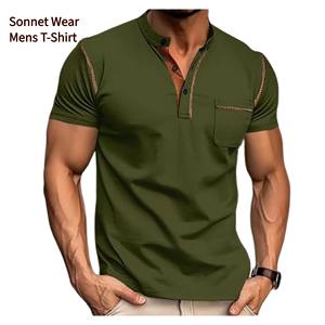 Camiseta de bolsillo para hombre, cómoda, suave, contraste sólido - Product Image 2