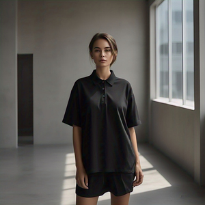 Polo oversize à épaules tombantes pour femmes vêtements de sport col rabattu polos de golf oversize polo pour femmes de haute qualité - Product Image 3