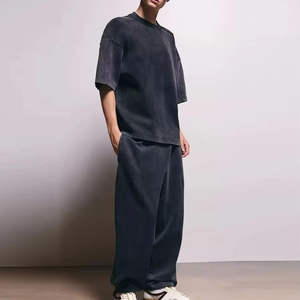 T-shirt Homme Personnalisable 100% Coton Uni Vintage Coupe Boxy Courte Style Chinois Délavé à l'Acide Oversize 300 g/m² Grammage Lourd Imprimé - Product Image 3