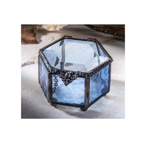 Fournisseur indien en gros en vrac de haute qualité en laiton plaqué métal fer et verre boîte carrée Design moderne fait à la main - Product Image 5