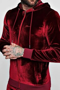 Chándal de terciopelo verde de calidad personalizada para hombre, ropa deportiva, traje de Manta, chándales de terciopelo - Product Image 3