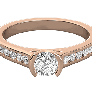 Bague solitaire de créateur demi-ronde en diamant rond pour elle - Product Image 4