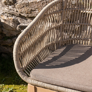 Meubles d'extérieur au design moderne et nouveau, 6 places, en rotin tressé à la main, jardin, teck - Mirsa - Product Image 2