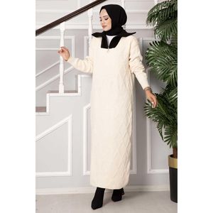 Vestido de punto con estampado de diamantes Conjuntos modestos crudos - Product Image 4