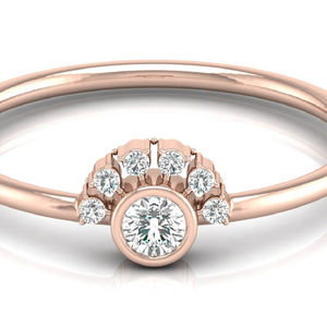 Bague de mariage en diamant art déco coupe ronde en or jaune 14 carats bague de fiançailles anniversaire de fournisseurs vermeil d'éternité - Product Image 1