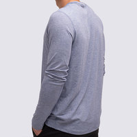 T-shirt Homme Col Rond Manches Longues 200g Épais Personnalisé avec Logo Imprimé Tissé Écologique 50% Polyester 50% Coton Vente en Gros