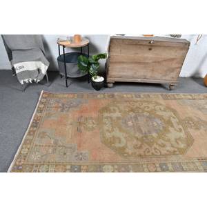 Tapis vintage 4x8 pieds orange beige en laine écologique à poils moyens, fait main, grande surface, design patchwork rectangulaire Tabriz pour adolescents - Product Image 2