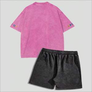 Custom <b>Men's</b> Stylish Stone Washed Vintage Embroidery Patch <b>Design</b> Streetwear <b>T</b>-<b>Shirt</b> <b>Set</b> Breathable <b>Shorts</b> for Summer - Product Image 2