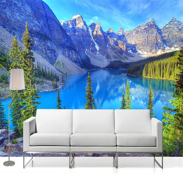 Customized Modern Waterproof 3D Mountain Scenery Murals for Bedroom Office Living Room Home Walls Hospital & Mall Decoration
