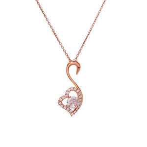 Collier avec pendentif en forme de cœur plaqué or rose, cadeau tendance pour femmes - Product Image 3