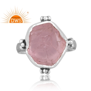 Handmade Oxidized Sterling Silver Natural Rose <b>Quartz</b> Gemstone Stackable <b>Ring</b> Jewelry For Women Gift For Her - Product Image 2