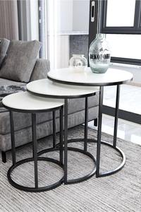 Table basse à cadre en métal de qualité supérieure avec dessus en bois ou décoration intérieure et approvisionnement en gros disponible en vrac - Product Image 3