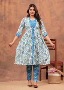 Verano Algodón A-line trabajo Kurti pantalón conjunto muy cómodo India fabricante al por mayor Kurtis para mujeres en la India - Product Image 3