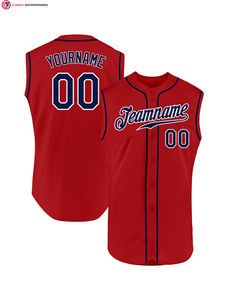 Maillot de baseball sans manches personnalisable et respirant, gilet boutonné sur toute la longueur, logo personnalisé, numéro imprimé, design personnalisé, couleur et taille au choix - Product Image 2