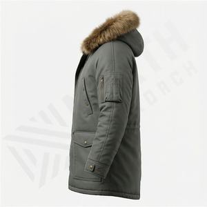 Custom Logo Winter Fashion Men Long Parka Jacket Outdoor Warm <b>Padded</b> Cotton Hood Windproof Reversible <b>Thermal</b> Snow Outer - Product Image 3