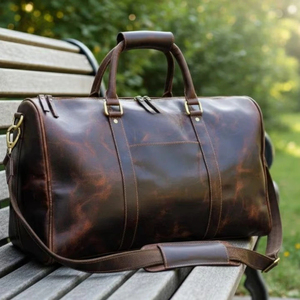 Bolsa de Viaje de Cuero para Hombre, Estilo Vintage, con Cierre de Cremallera, Forro de Poliéster Resistente, Color Marrón - Product Image 5