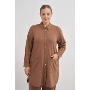 Túnica Deportiva Corta de Punto Camel Estilo Y2K Casual - Product Image 1