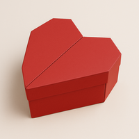 Boîte cadeau en papier personnalisable de 2 mm d'épaisseur, en matériaux recyclés écologiques, en forme de cœur rouge en relief, emballage romantique pour la Saint-Valentin