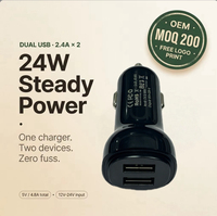 Chargeur de voiture double USB 24W pour téléphone portable et caméra embarquée DVR, charge simultanée, adaptateur allume-cigare 12V-24V
