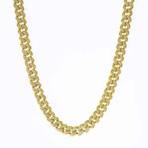 Collar Hip Hop para Hombre, Chapado en Oro, Estilo Miami, con Diamantes Cultivados en Laboratorio, Cadena Cubana - Product Image 1