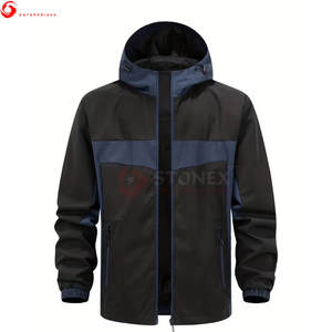 Hot Selling Men's Autumn Canvas <b>Thin</b> <b>Waterproof</b> Windproof Hooded Windbreaker <b>Jacket</b> Casual Custom Logo Color Solid Color - Product Image 1