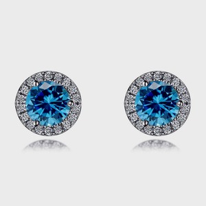 Pendientes de tuerca clásicos, joyería para mujer, joyería de estilo bohemio de plata, pendientes hechos a mano de piedras preciosas de cuarzo azul de Plata de Ley 925 - Product Image 1