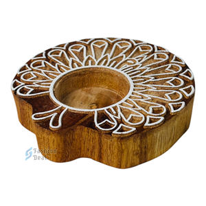 Portavelas de Bloque Impreso en 2 Colores con Forma de Pavo Real, Hecho a Mano y Ecológico (Sin Vela), Decoración para Festivales - Product Image 5