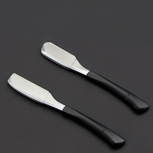 Nouveau couteau de coupe de sourcil d'aisselle de Bikini non pliable de lame de rasoir de rasage manuel d'acier inoxydable avec les barbiers de poignée droite - Product Image 3