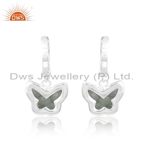 High Quality Green Strawberry Quartz Butterfly <b>Earrings</b> for Her in 925 Sterling <b>Silver</b> Gemstone Manufacture Supplier - Product Image 2