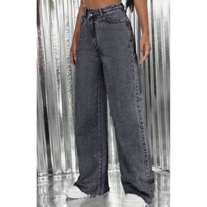 Jean en denim gris de luxe pour femme, coupe large, taille haute, coupe décontractée, extensible doux, écologique, durable, tissu tendance, taille unique - Product Image 4