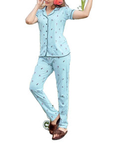 Ventes en gros de robes de nuit pour filles, vêtements de nuit, ensemble pyjama deux pièces, pyjama en satin et coton, pyjamas de créateurs pour femmes, tenue de nuit - Product Image 1