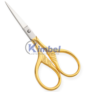 Ciseaux de broderie à lame droite en acier inoxydable de haute qualité professionnels ciseaux de manucure de beauté avec finition or argenté - Product Image 5