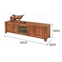 Meuble TV rustique moderne en teck de 7 pieds, style antique indonésien, en bois légal, avec 3 portes et 4 tiroirs, durable, pour salon et maison