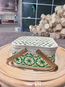 REGALOS Y ARTESANÍA Caja de regalo tejida con tapa Cestas de bambú Trenzado hecho a mano de alta calidad Hermoso para boda - Product Image 3