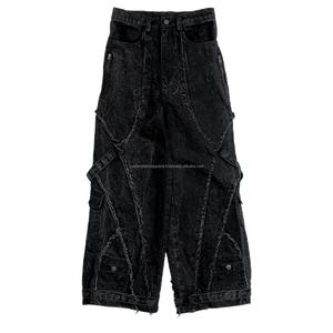 Mens Casual Distressed Wide Leg Baggy Fit Panel <b>Work</b> <b>Cargo</b> Sweatpants 100% Cotton Premium Vintage Apparel Eco-Friendly Straight - Product Image 5