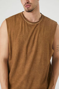 Wholesale 100% Cotton Men's Tank <b>Tops</b> Oversized Acid Wash Vintage Streetwear Heavy <b>Distress</b> T-Shirt in Plus Size Soft Knitted - Product Image 2