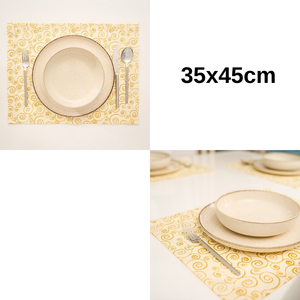 1 Piece 100% Cotton Yellow <b>Placemat</b> with Ring Pattern Decorative <b>Table</b> Mat 35x45cm Durable Elegant <b>Dining</b> <b>Table</b> Accessories - Product Image 6