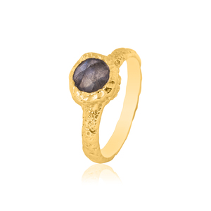 Anillo de Bodas de piedras preciosas de labradorita, Plata de Ley 925 con chapado en oro clásico, elegante regalo de compromiso para mujeres para fiestas - Product Image 1