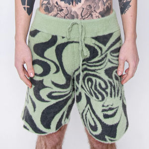 Pantalones cortos de mohair para hombre hechos al por mayor, pantalones cortos de mohair para hombre de estilo personalizado, ropa informal, pantalones cortos de mohair para hombre - Product Image 2