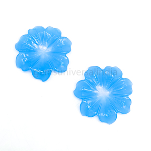 Perles de pierres précieuses sculptées en forme de fleur de calcédoine bleue naturelle breloques en pierre de calcédoine de 30mm perles de sculpture pour la fabrication de bijoux - Product Image 5