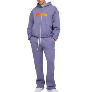 Costume de survêtement personnalisé pour hommes, sweat à capuche zippé et pantalon évasé, survêtement, tenue décontracté, ensemble pantalon de survêtement et sweat à capuche surdimensionnés - Product Image 1