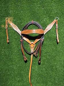 Ensemble de collier usiné à la main toutes tailles pour l'approvisionnement mondial de l'Inde... Premium Custom meilleure qualité en cuir Headstall & Breast Plate - Product Image 5