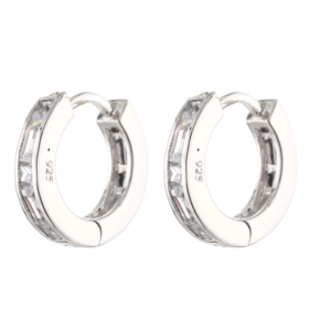 925 Sterling bạc trang sức <span class=keywords><strong>bezel</strong></span> thiết lập vuông baugette đá Hoop bông tai vòng bông tai 925 bạc trang sức phụ nữ - Product Image 4