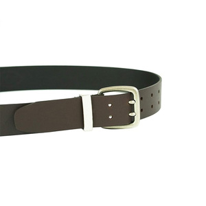 Ceinture à double broche en cuir PU de style vintage de qualité supérieure Ceintures en cuir véritable personnalisées respirantes de couleur unie pour hommes - Product Image 4