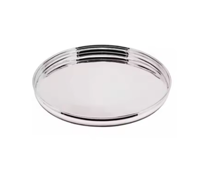 Decorative Hot Selling <b>Round</b> Buffet Plate Metal Food <b>Trays</b> Oval <b>Mirror</b> <b>Tray</b> with Gold Handle - Product Image 1