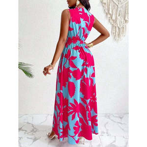 Jane's Women's Elegant Floral Pattern Strappy Wrap Neck <b>Long</b> Jersey Maxi Dress for Casual Day & Evening Wear - Product Image 5