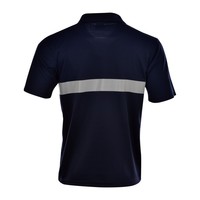 Chemise à manches courtes haute visibilité pour homme, tricotée, avec bandes réfléchissantes de sécurité, col contrastant, patchwork, logo personnalisé