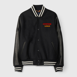 OEM/ODM 100% algodón lana cuerpo pesado Varsity chaqueta con manga de cuero ropa de invierno Crop Top College Varsity chaqueta para hombre - Product Image 2