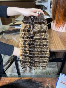 Mejor 100% Raw Virgin Deep Curly Hair en paquete de cabello ondulado vietnamita Extensión de cabello humano rizado Color de piano - Product Image 6