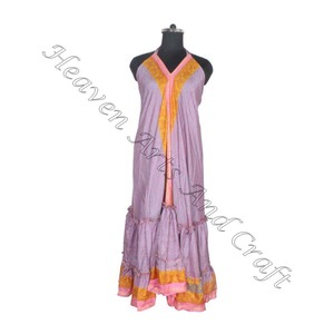 Hippy Boho – robe Maxi d'été en soie fluide, vêtements de plage, Sari indien, prix de gros - Product Image 1